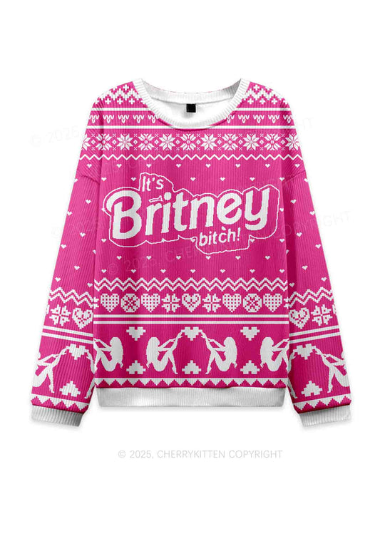 Its Britney Bixch Y2K Christmas Knit Sweatshirt Cherrykitten