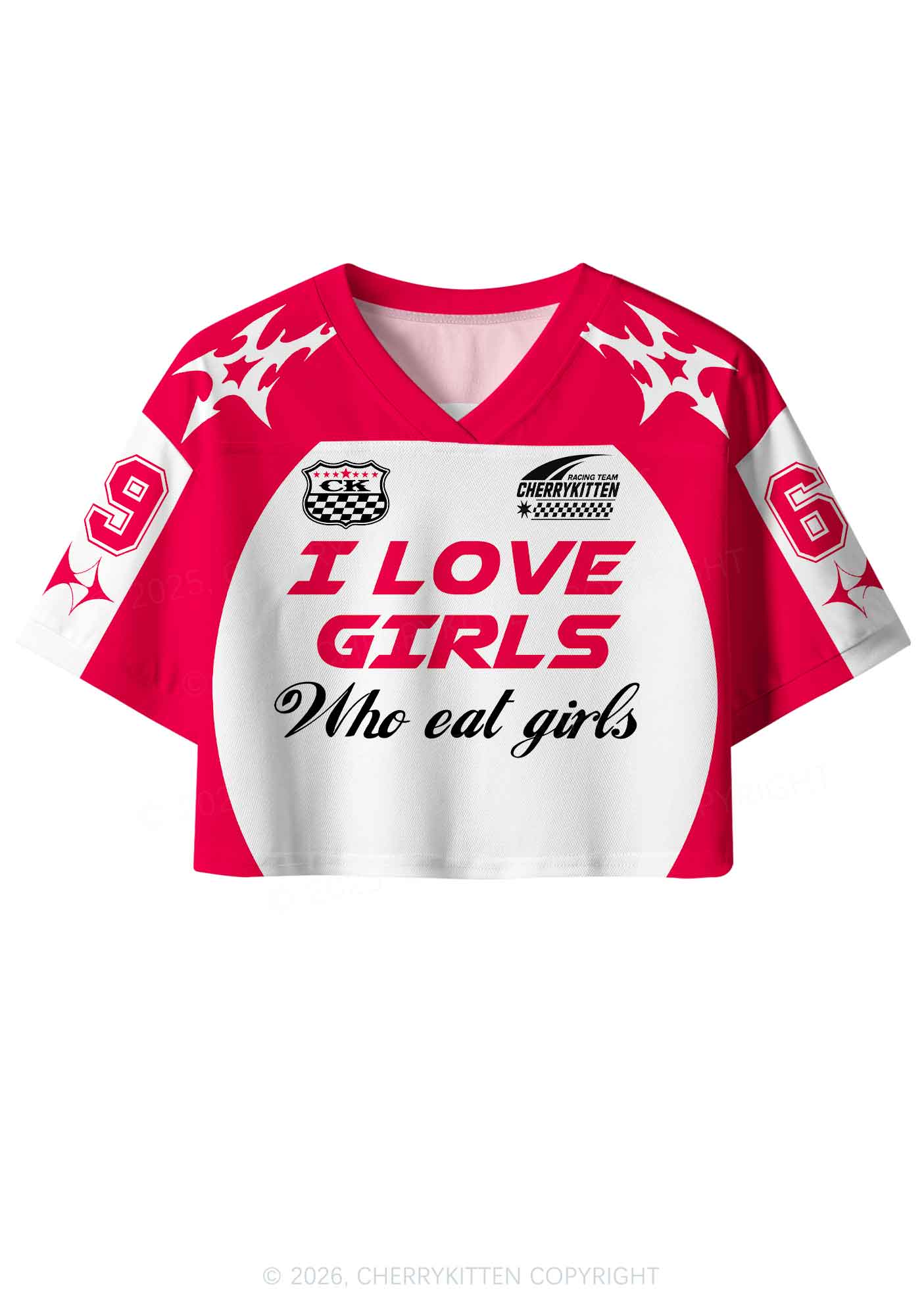 I Love Girls Who Eat Girls Pride Y2K Crop Sport Jersey Shirts Cherrykitten