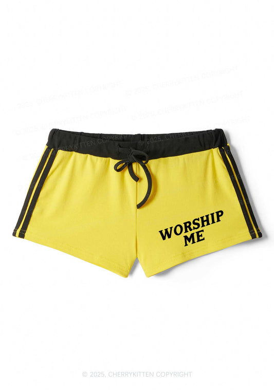 Worship Me Y2K Drawstring Mini Shorts Cherrykitten