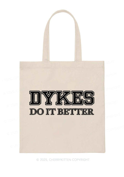 Dykes Do It Better Pride Y2K Canvas Tote Bag Cherrykitten