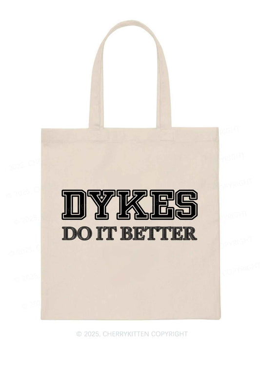 Dykes Do It Better Pride Y2K Canvas Tote Bag Cherrykitten