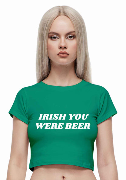 Irish You Were Beer St Patricks Y2K Baby Tee Cherrykitten