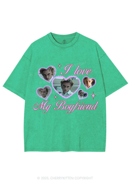 Love My Boyfriend Number One Y2K Shirts Washed Tee Cherrykitten