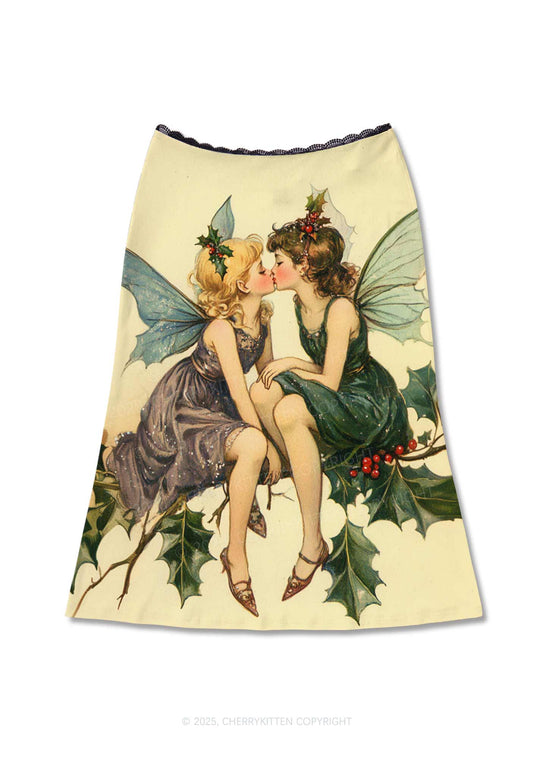 Fairy Kiss Pride Y2K Print Midi Skirt Cherrykitten
