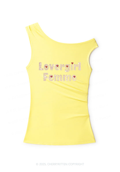 Rhinestone Lovergirl Femme Pride Y2K Off Shoulder Tank Top Cherrykitten
