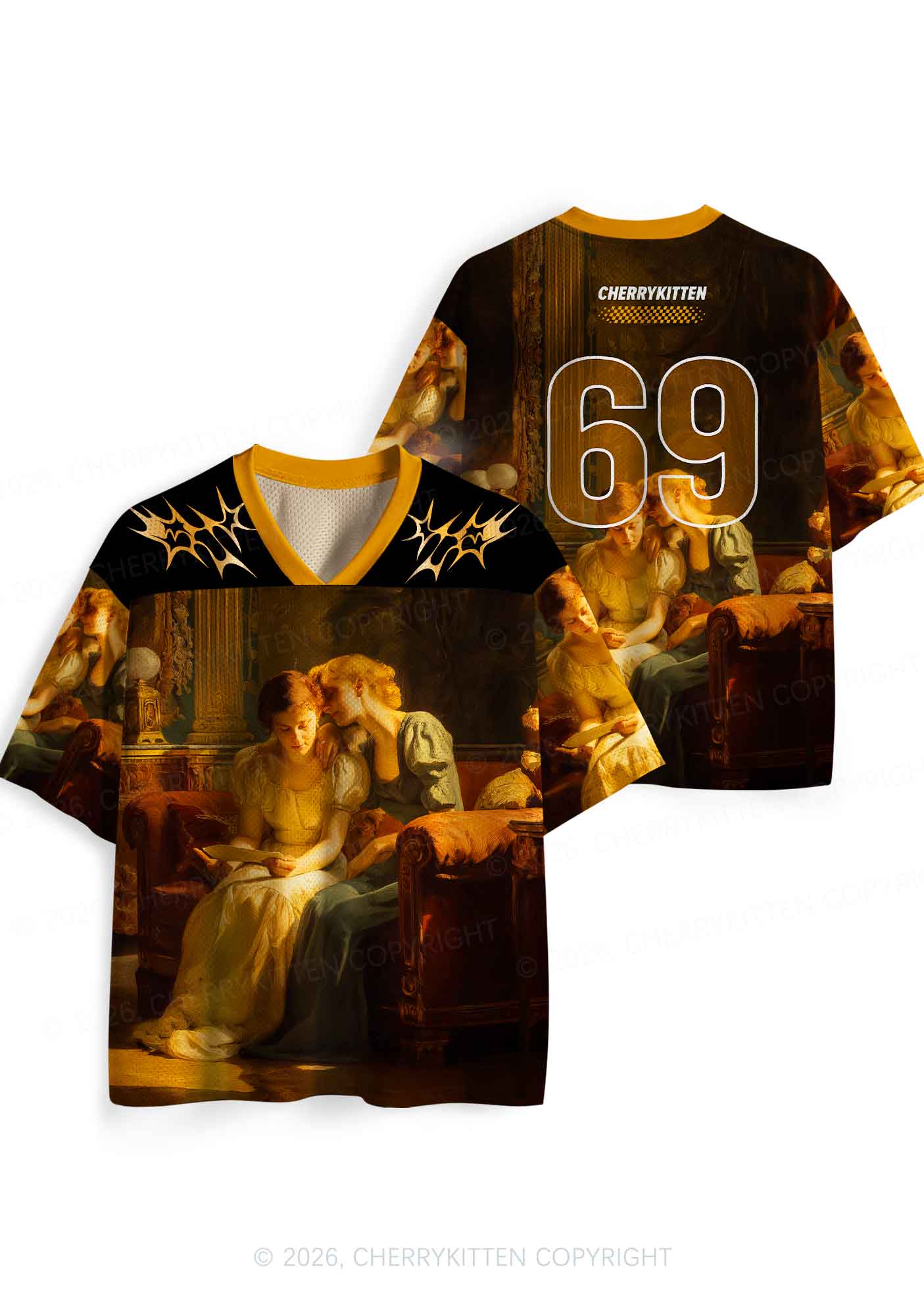 Lesbian Couple Reading Portrait Pride Y2K Sport Jersey Shirts Cherrykitten