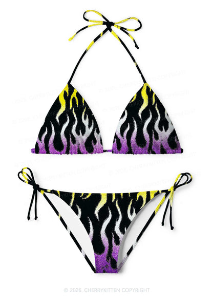 Nonbinary Flame Pride Y2K Print Bikini Set Cherrykitten