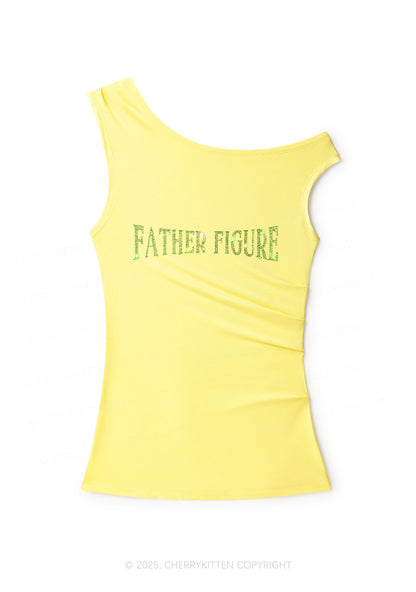 Rhinestone Father Figure Y2K Off Shoulder Tank Top Cherrykitten