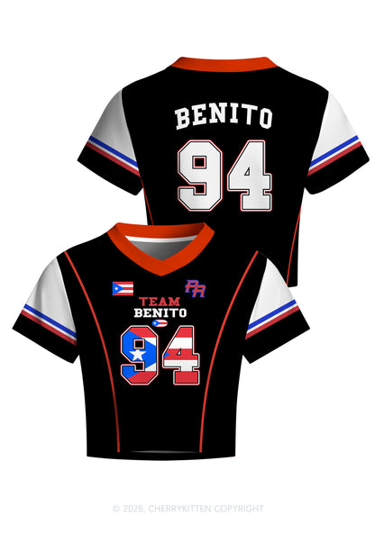 Black Team Bunny Y2K Crop Football Jersey Shirts Cherrykitten