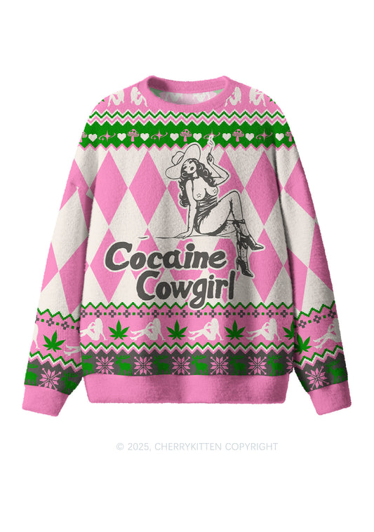 Cola Cowgirl Y2K Christmas Knit Sweatshirt Cherrykitten