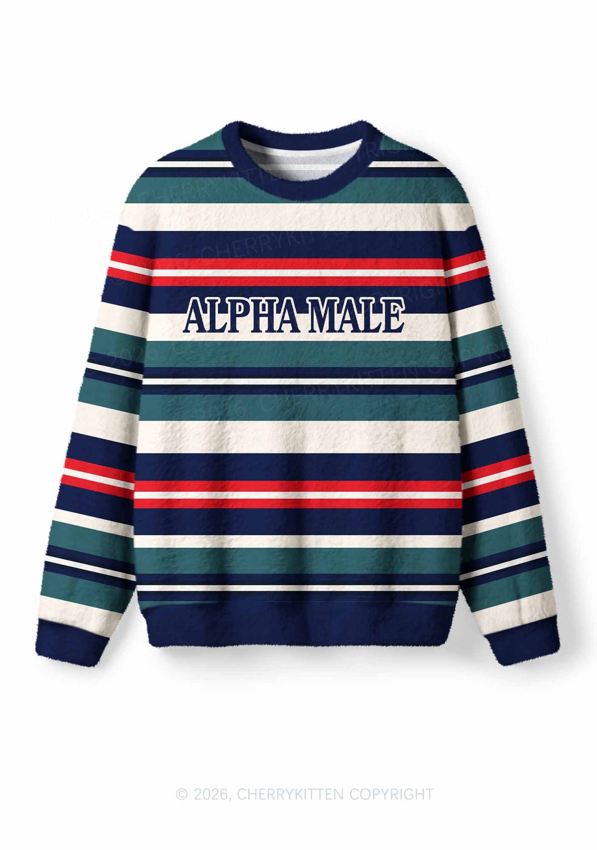 Stripe Alpha Male Y2K Knit Sweatshirt Cherrykitten