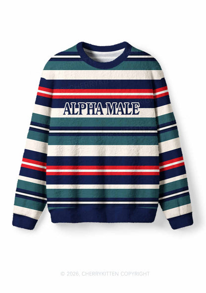 Stripe Alpha Male Y2K Knit Sweatshirt Cherrykitten