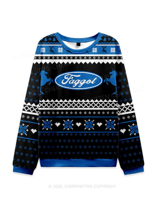 Black Faggot Pride Y2K Christmas Knit Sweatshirt Cherrykitten