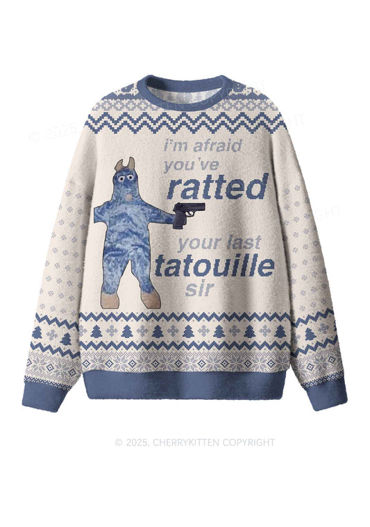 Ratted Last Tatouille Y2K Christmas Knit Sweatshirt Cherrykitten