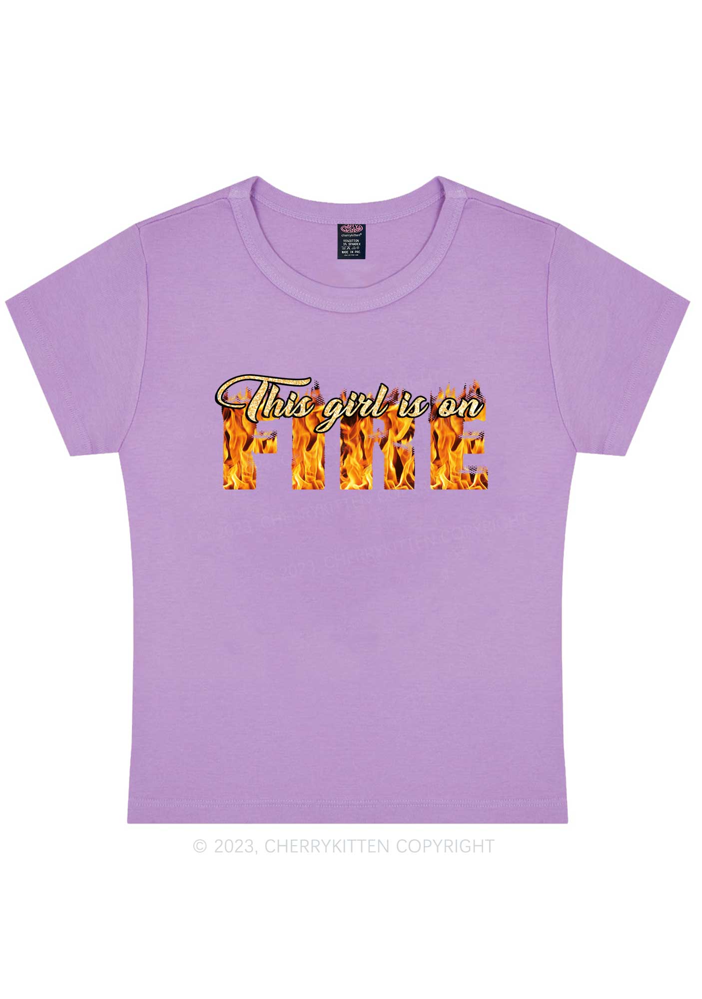 Curvy This Girl On Fire Y2K Baby Tee Cherrykitten