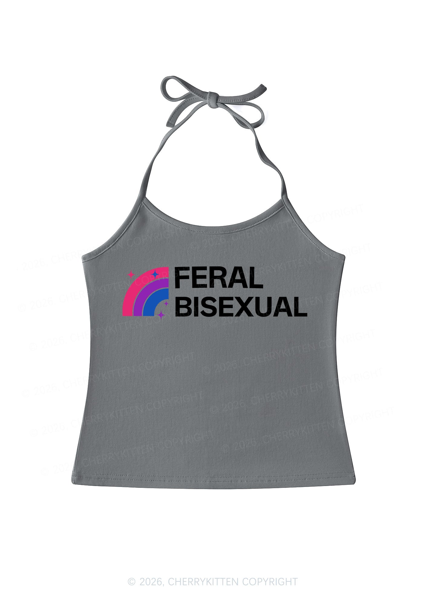 Feral Bisexual Pride Y2K Halter Neck Cami Cherrykitten
