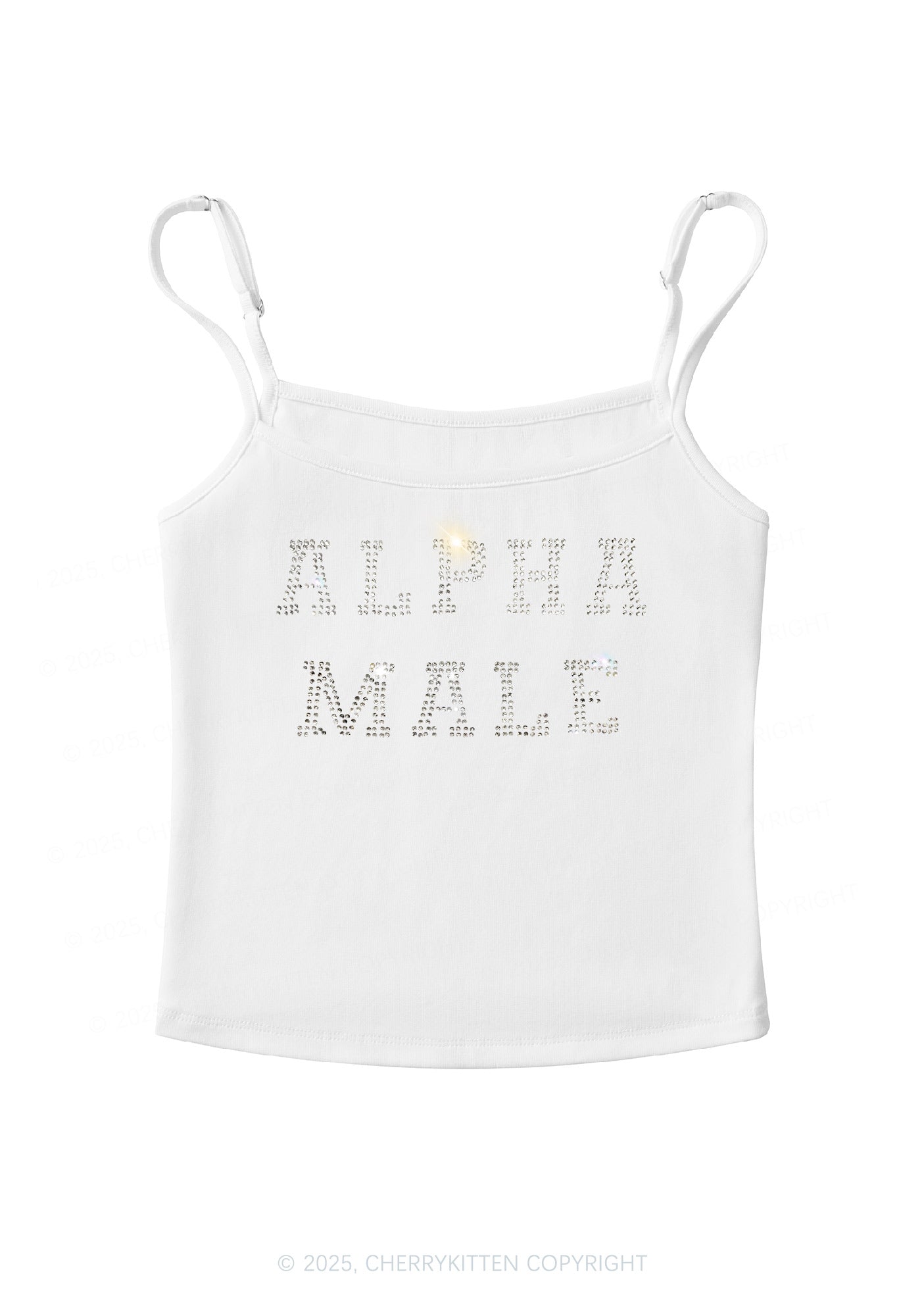 Rhinestone Alpha Male Y2K Spaghetti Strap Cami Cherrykitten
