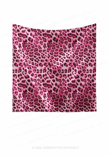 Pink Leopard Y2K Print Square Bandana Cherrykitten
