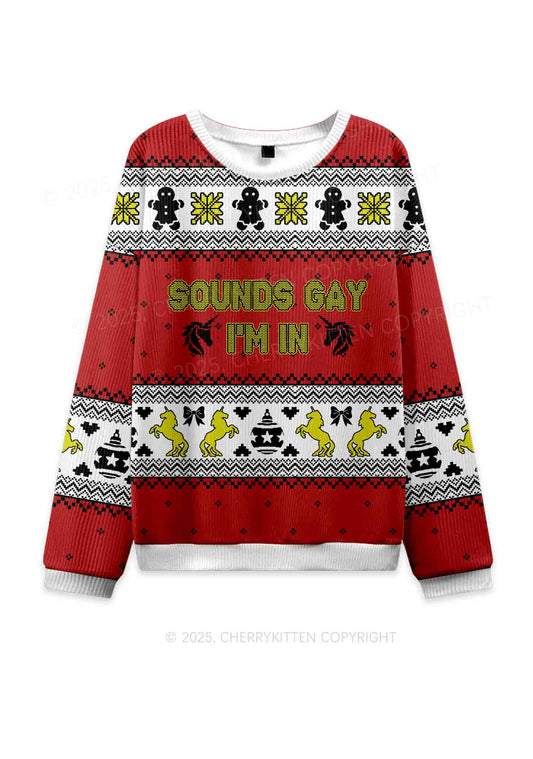 Sounds Gay Pride Y2K Christmas Knit Sweatshirt Cherrykitten