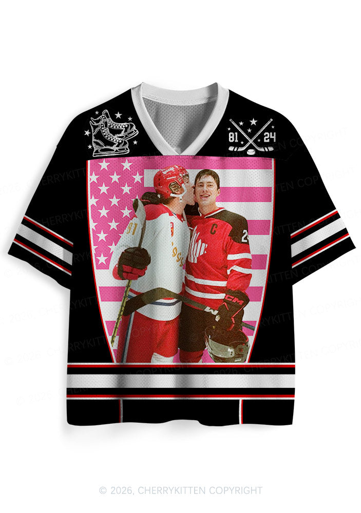 Retro Red Kissing HR Y2K Sport Jersey Shirts Cherrykitten