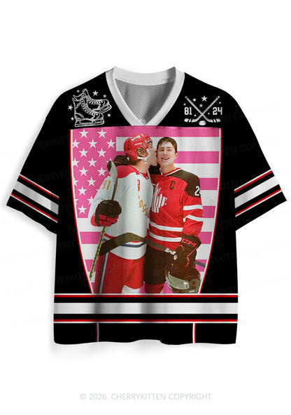Retro Red Kissing HR Y2K Sport Jersey Shirts Cherrykitten