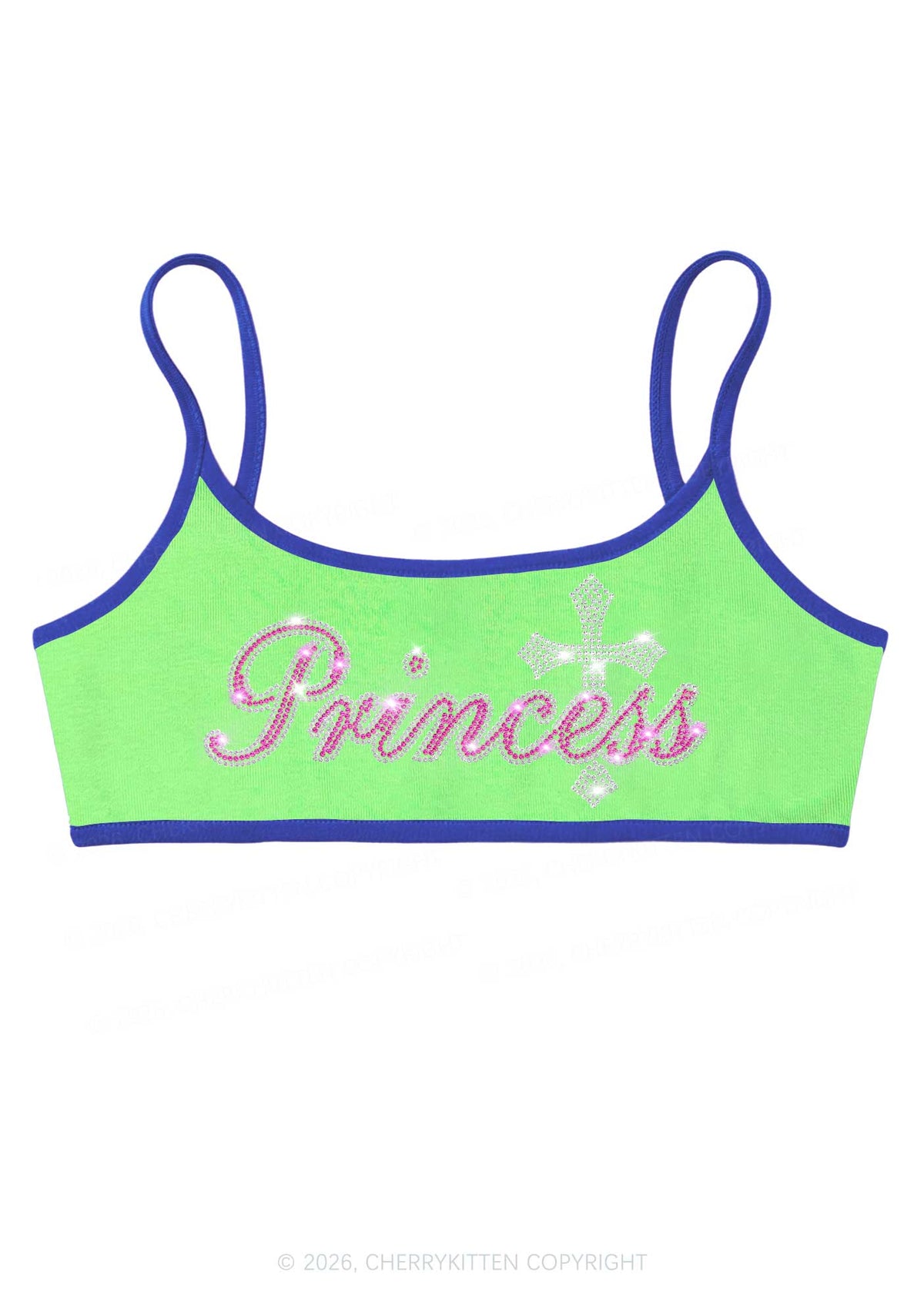 Rhinestone Princess Cross Y2K Super Crop Cami Cherrykitten