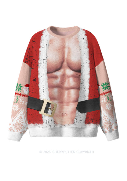 Muscle Santa Y2K Christmas Knit Sweatshirt Cherrykitten