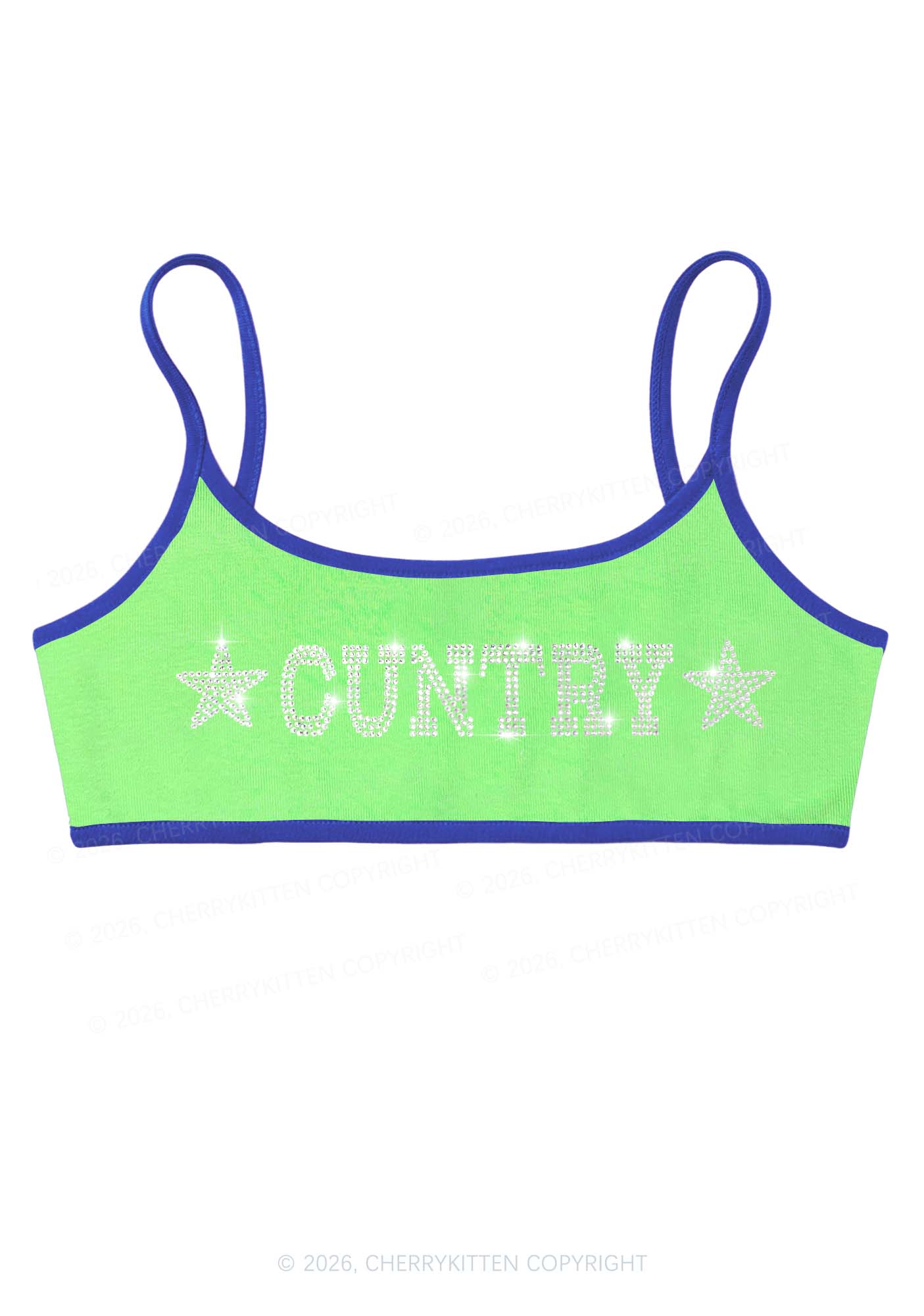 Rhinestone Cuntry Y2K Super Crop Cami Cherrykitten