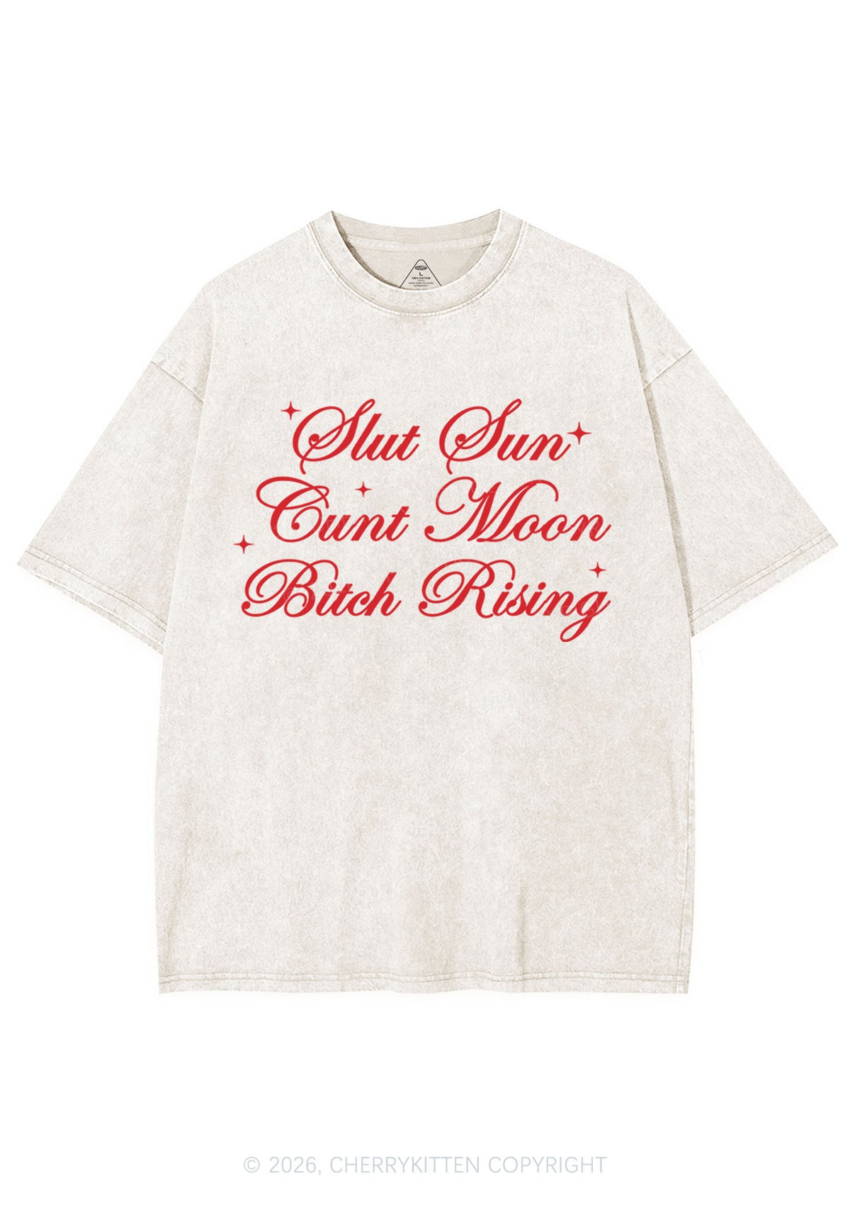 Slxt Sun Cxxt Moon Bxtch Rising Y2K Shirts Washed Tee Cherrykitten