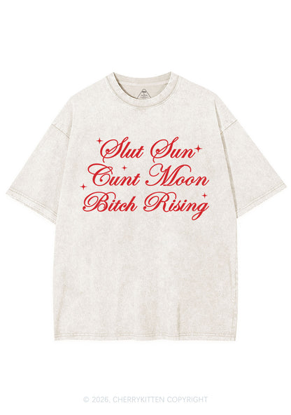 Slxt Sun Cxxt Moon Bxtch Rising Y2K Shirts Washed Tee Cherrykitten
