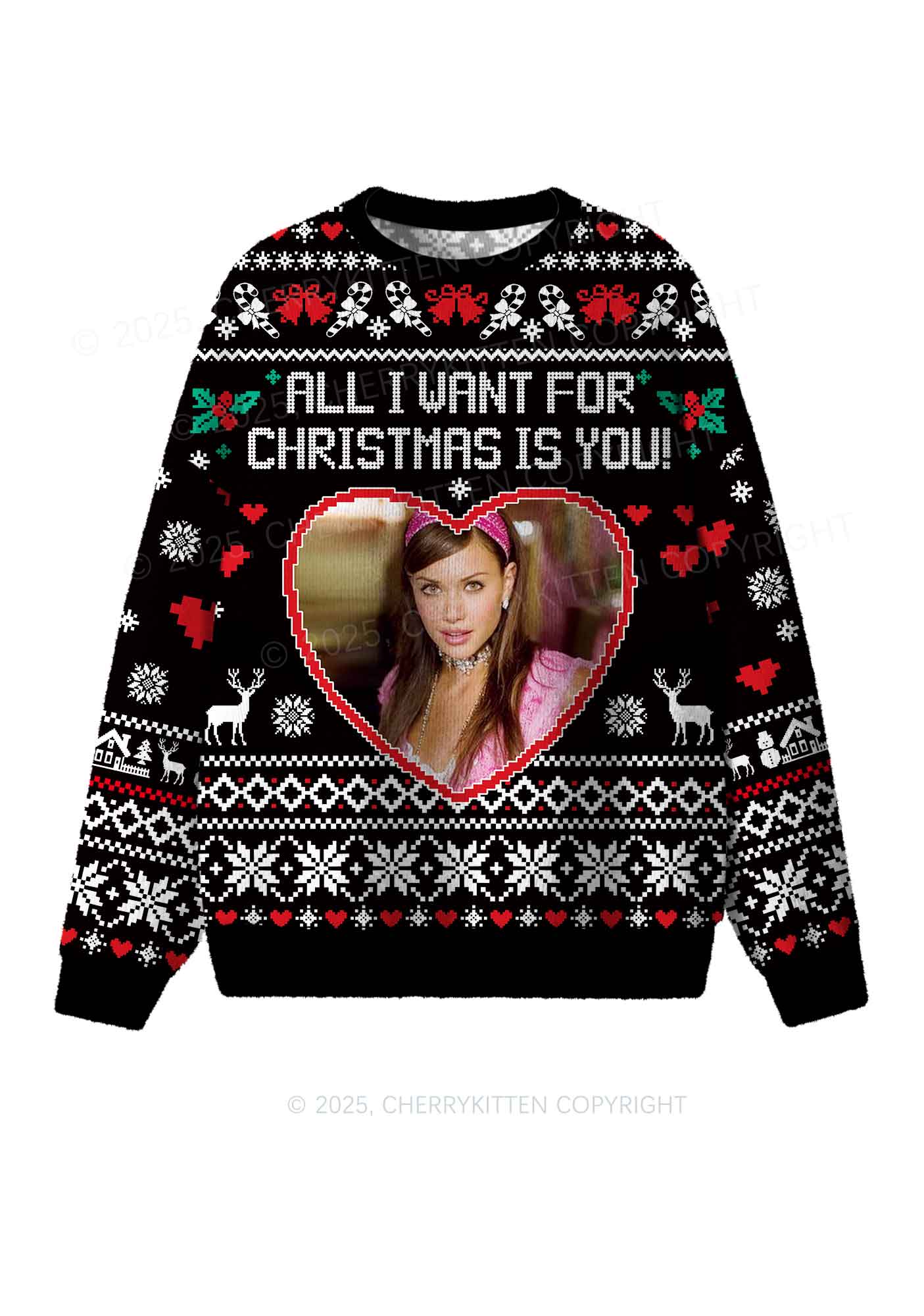 Custom All I Want For Christmas Y2K Christmas Knit Sweatshirt Cherrykitten