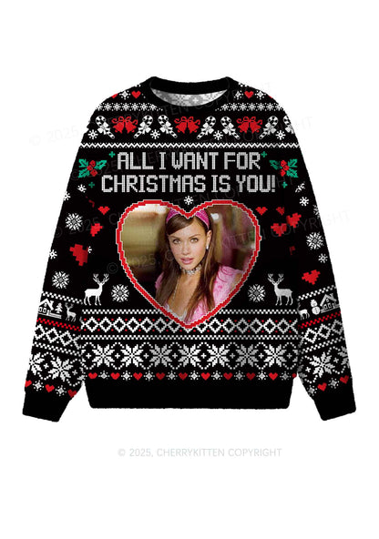 Custom All I Want For Christmas Y2K Christmas Knit Sweatshirt Cherrykitten