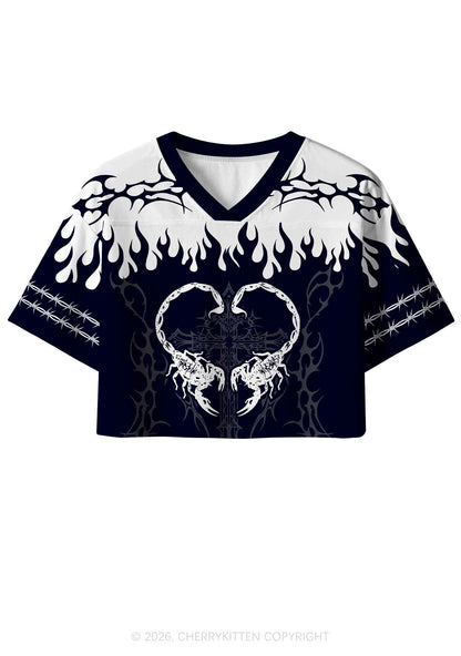 Skull Scorpion Heart Y2K Crop Sport Jersey Shirts Cherrykitten