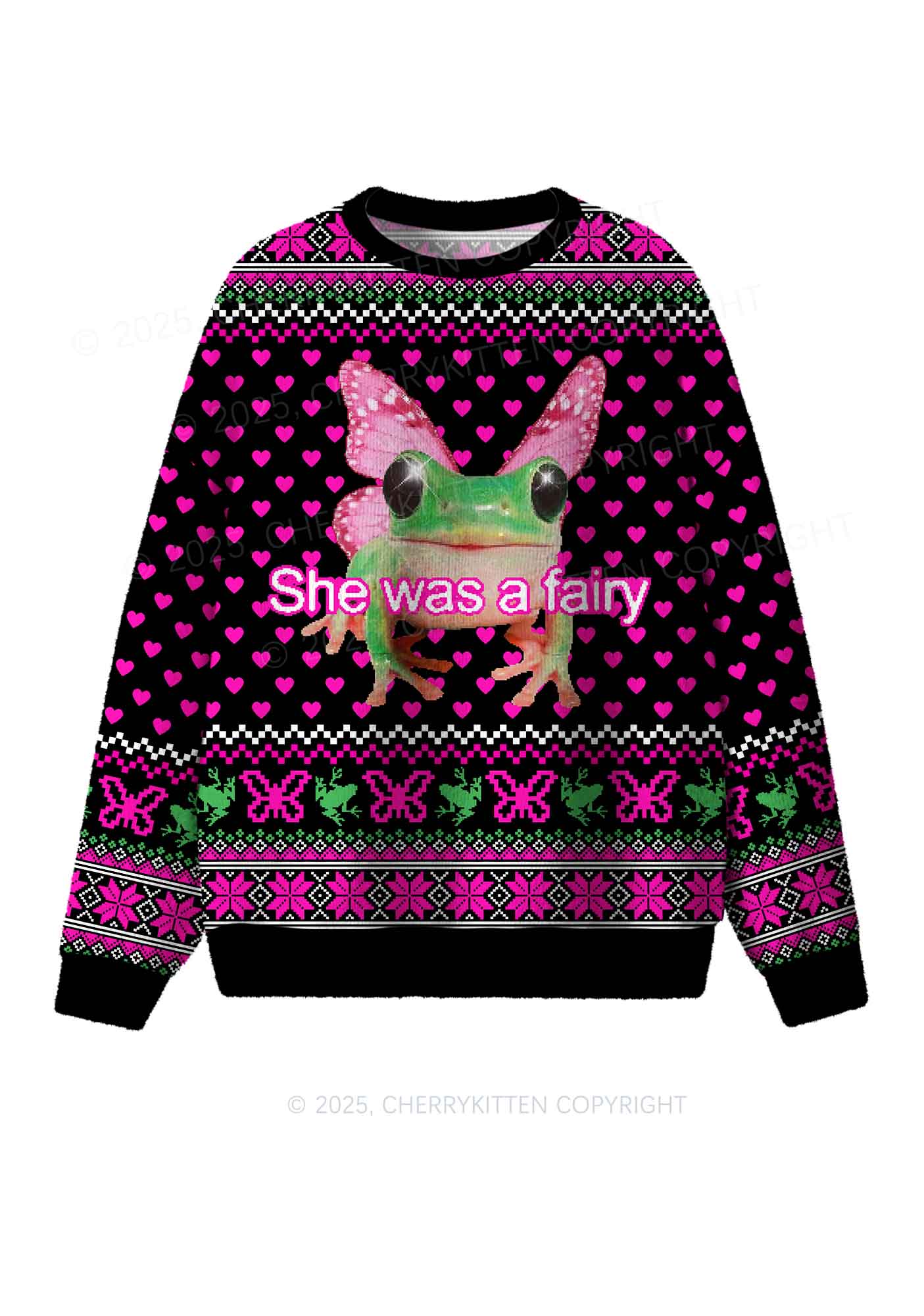 Fairy Frog Y2K Christmas Knit Sweatshirt Cherrykitten
