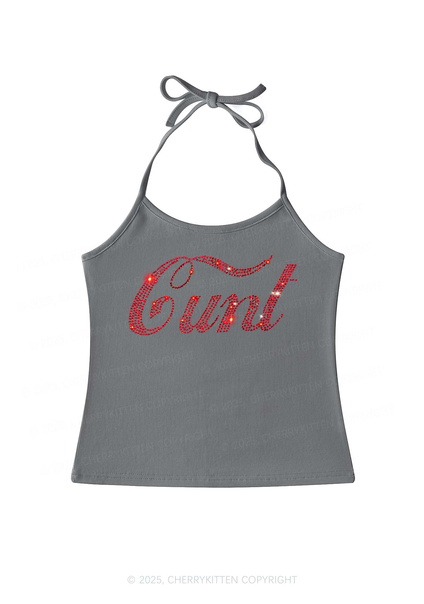 Rhinestone Special Cxxt Y2K Halter Neck Cami Cherrykitten