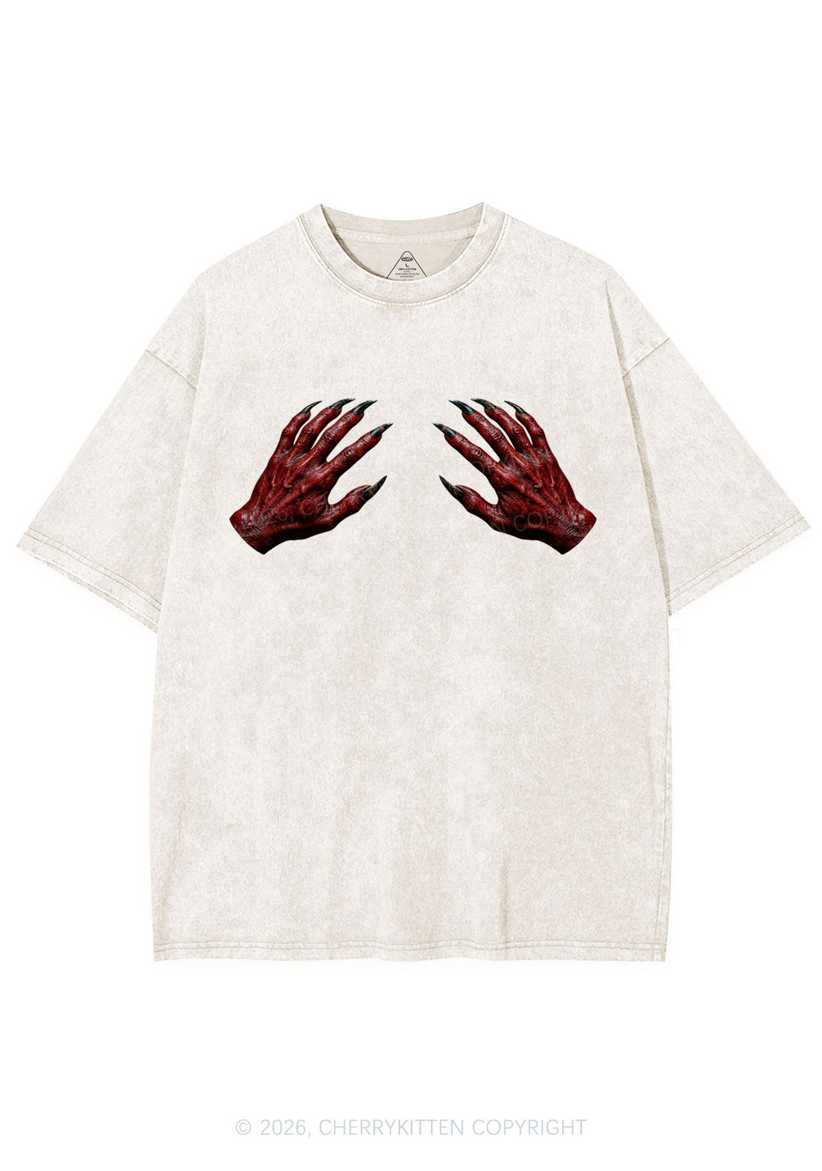 Satan Hands Y2K Shirts Washed Tee Cherrykitten