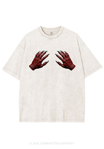 Satan Hands Y2K Shirts Washed Tee Cherrykitten