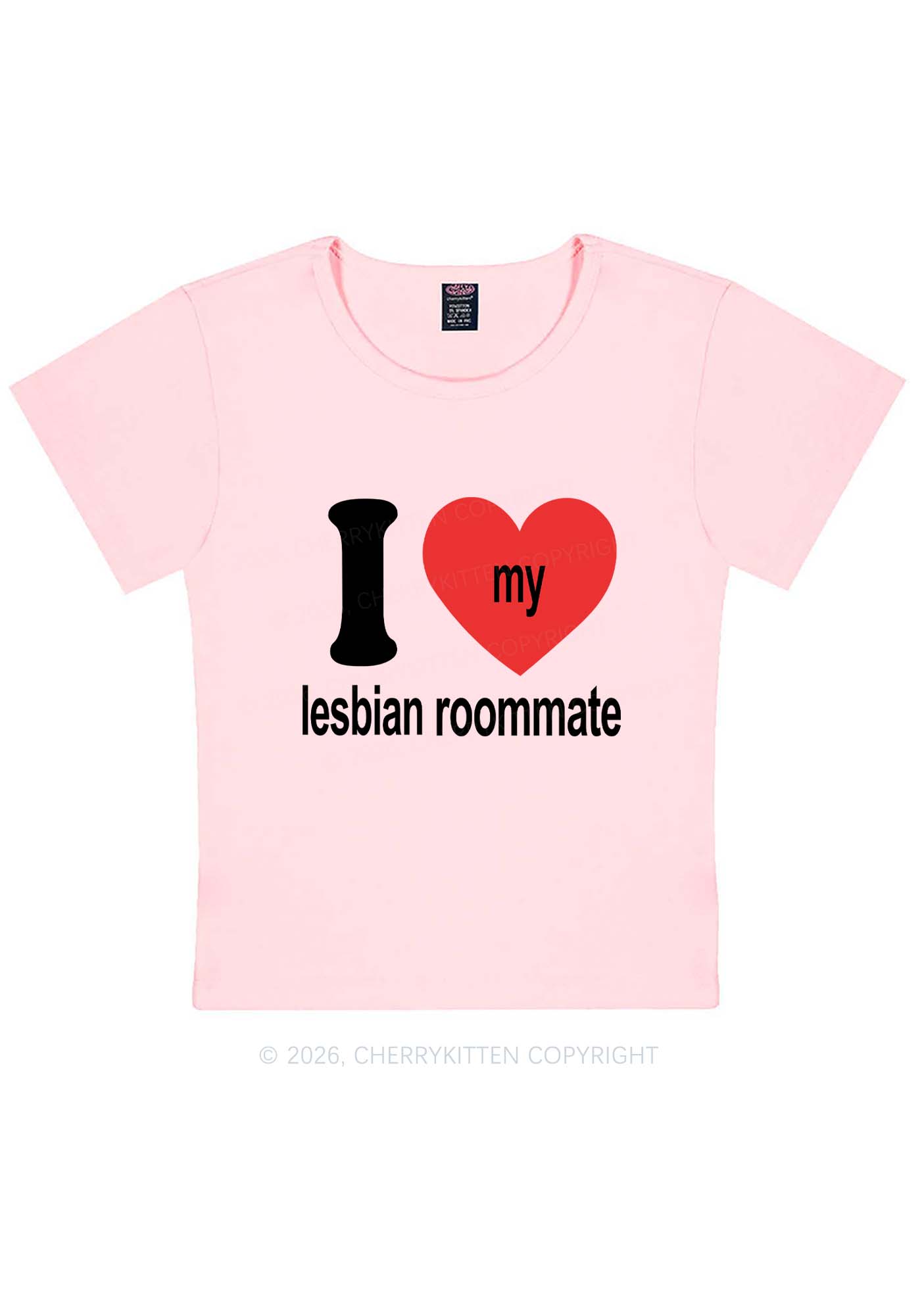 I Love My Lesbian Roommate Pride Y2K Baby Tee Cherrykitten