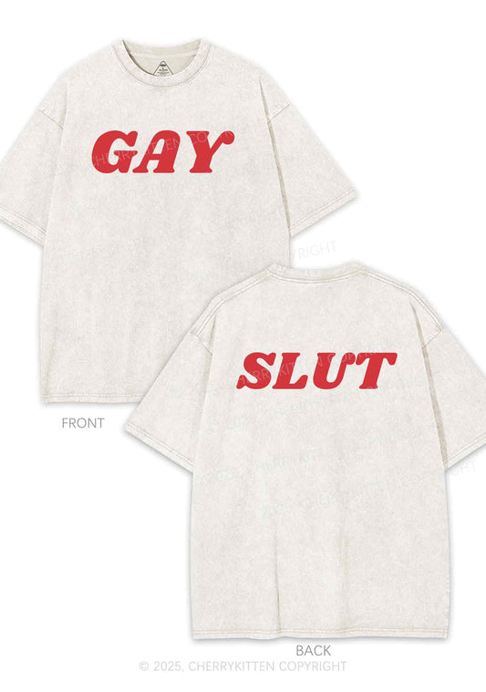 Gay Slxt Two Sides Pride Y2K Shirts Washed Tee Cherrykitten
