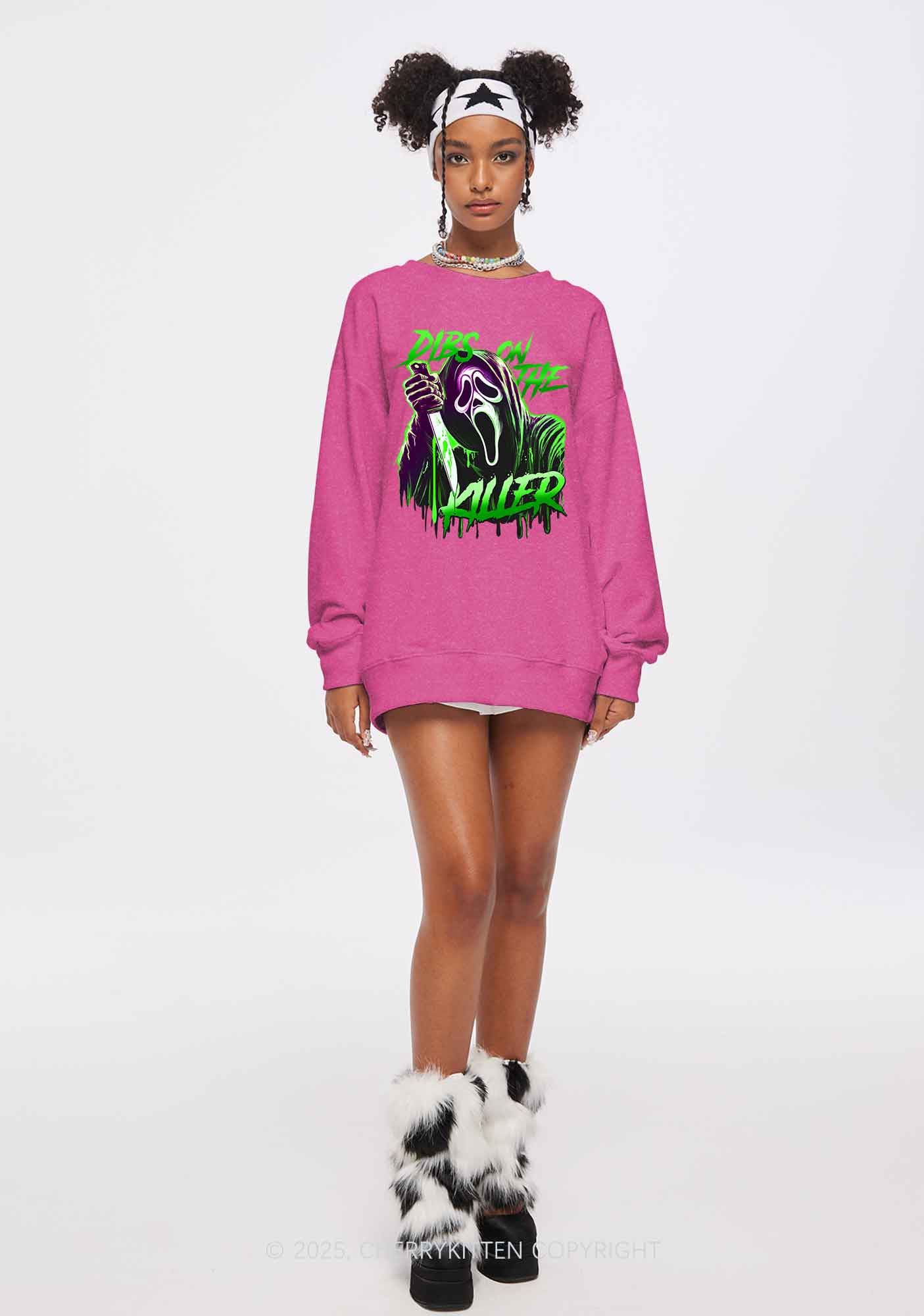 Halloween Dibs On The Killer Y2K Washed Sweatshirts Cherrykitten