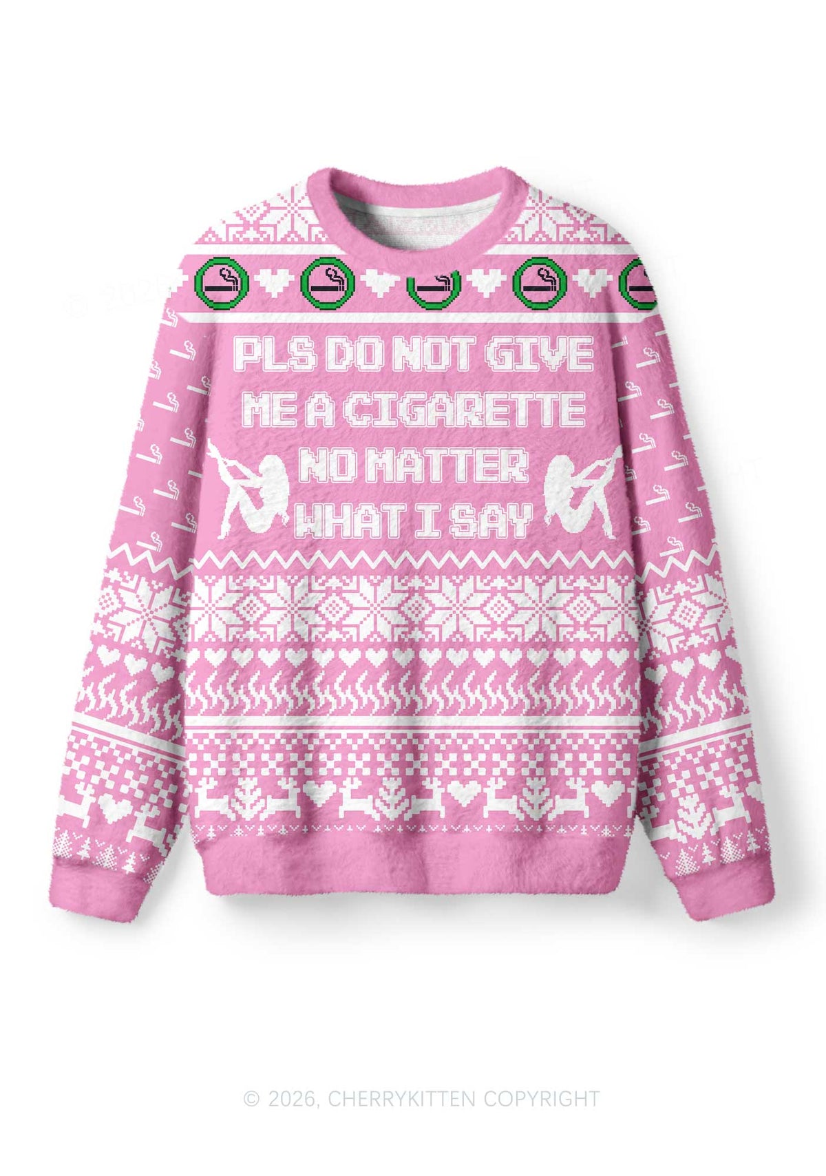 Dont Give Me Cigarette Y2K Christmas Knit Sweatshirt Cherrykitten