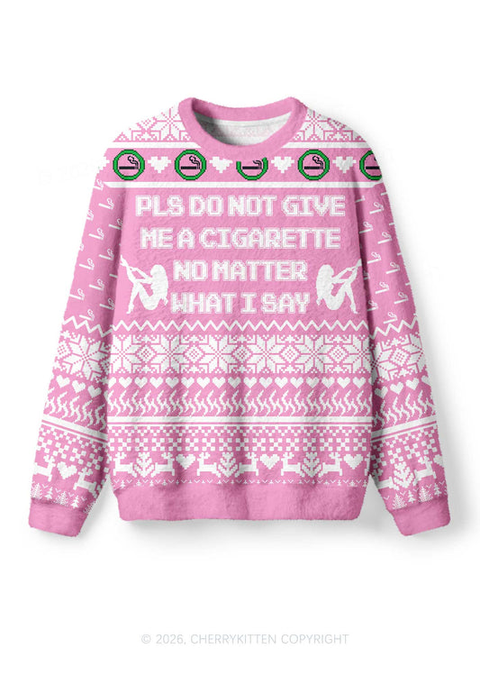 Dont Give Me Cigarette Y2K Christmas Knit Sweatshirt Cherrykitten