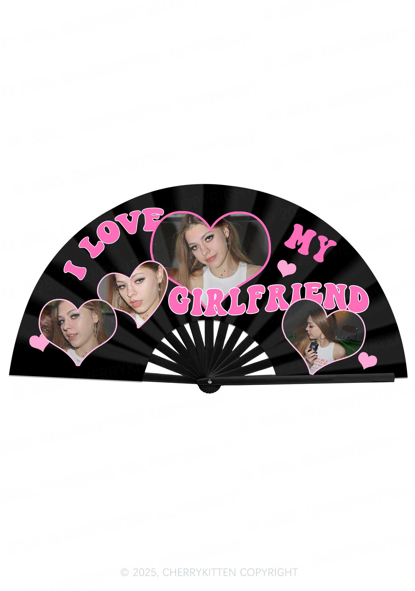 Custom GF BF Photo Valentine's Day Y2K Rave Hand Fan Cherrykitten