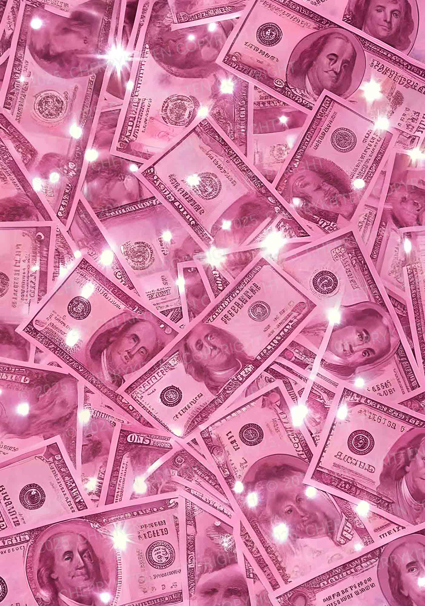Pink Shiny Money Y2K Print Mini Skirt Cherrykitten