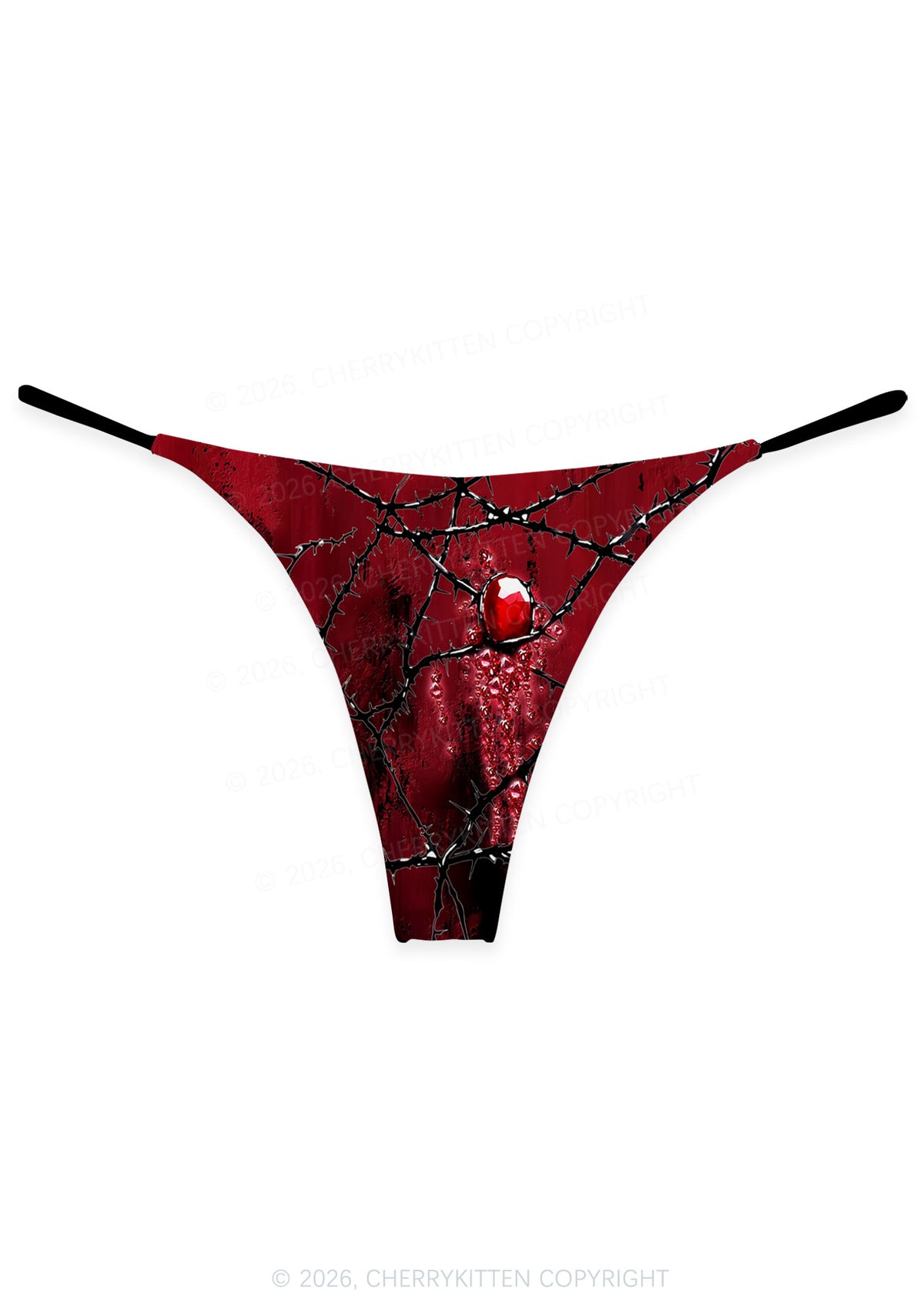 Thorned Ruby Y2K Print Bikini String Thong Cherrykitten