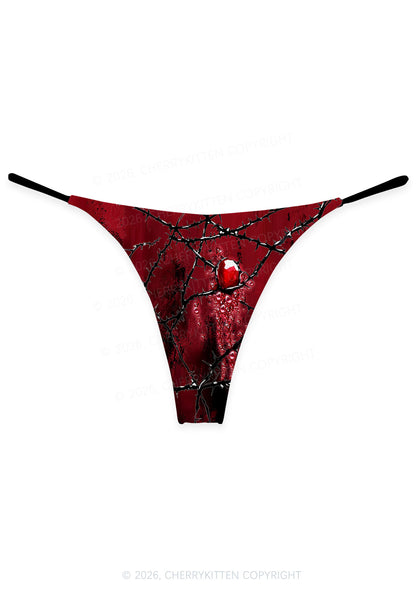 Thorned Ruby Y2K Print Bikini String Thong Cherrykitten