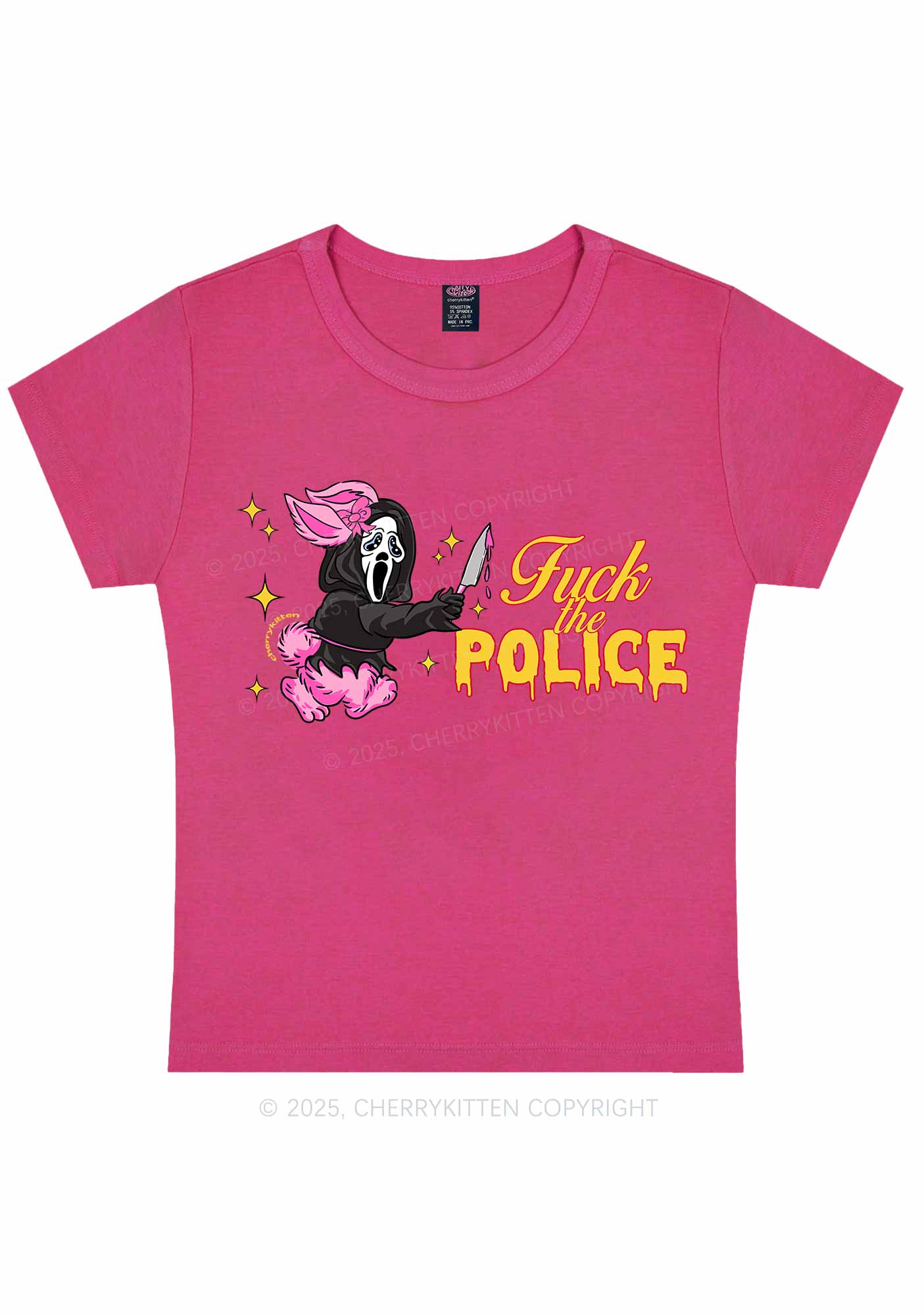 Halloween Fxxk The Police Y2K Baby Tee Cherrykitten