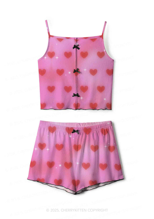 Shiny Love Y2K Print Cami Shorts Pajama Set Cherrykitten