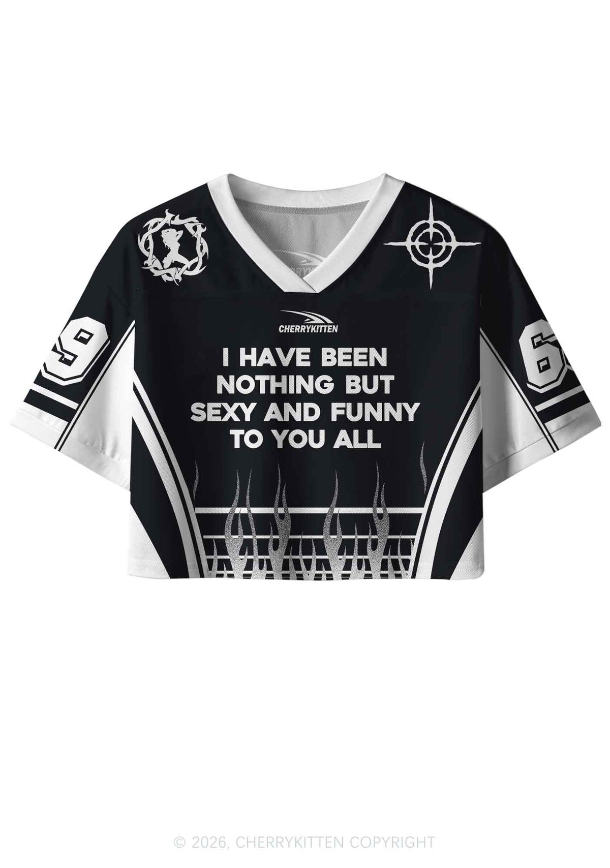 Black I Have Been Funny Y2K Crop Sport Jersey Shirts Cherrykitten