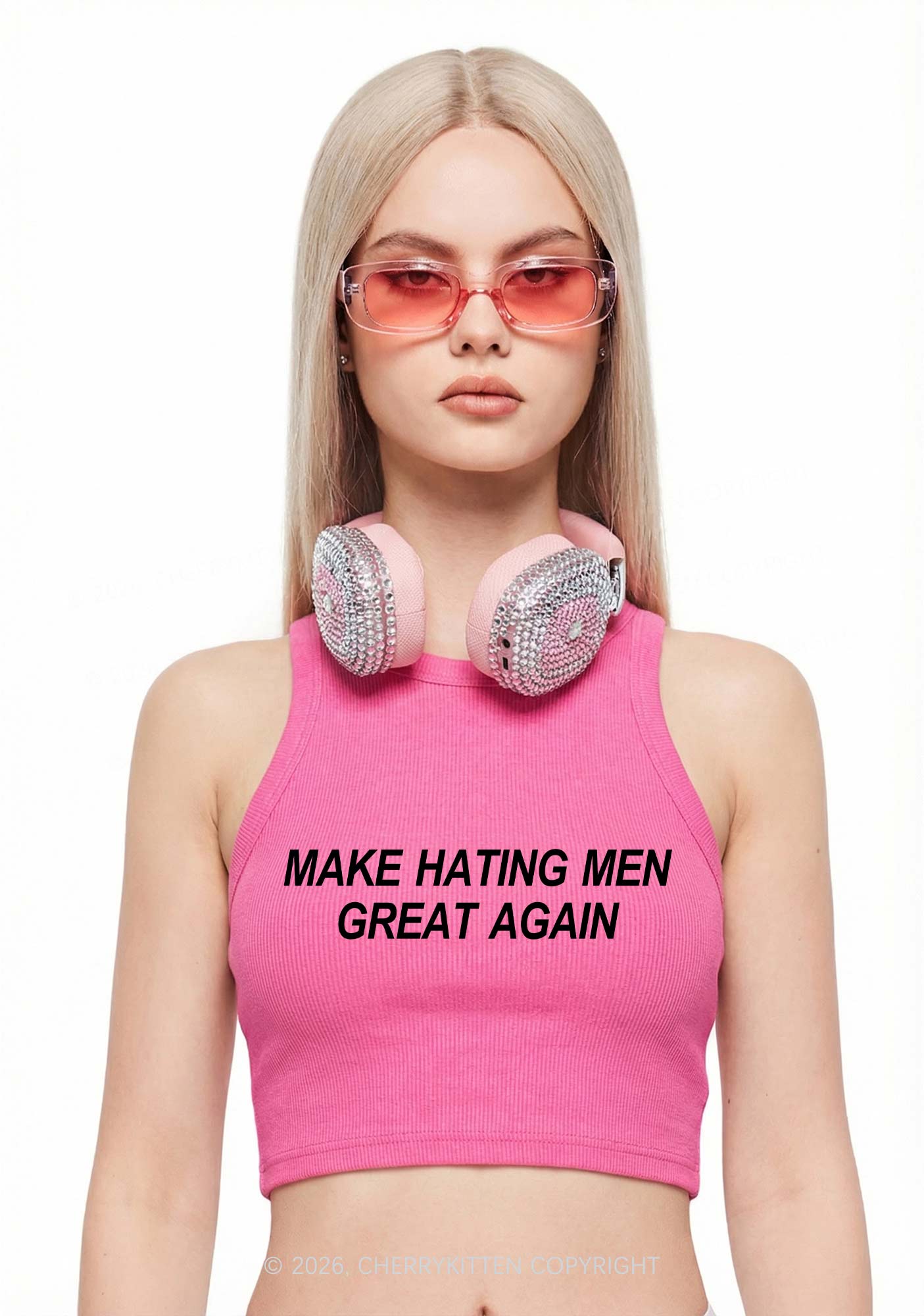 Make Hating Men Great Again Y2K Crop Tank Top Cherrykitten